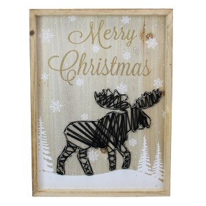 Northlight Lighted Wood Framed String Art Moose Christmas Wall Hanging - 16" - 1 of 3