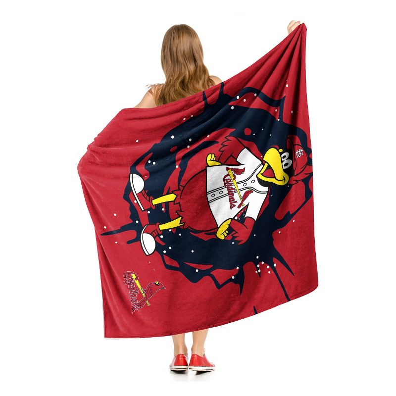 50&#34;x60&#34; MLB St Louis Cardinals Mascot 2 Layer Silk Touch Faux Shearling Throw Blanket, 4 of 6