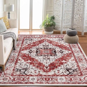 Fulvari Area Rug Vintage Washable Indoor Medallion Rug Low Pile Distressed Floor Carpet Accent Rug for Living Room Bedroom - 1 of 4