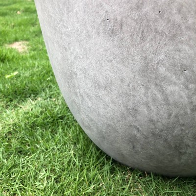 16.93" Natural Concrete Round Lightweight Outdoor Planter