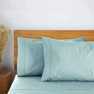 Light Teal Rayon from Bamboo Pillowcase Set with Satin Trim