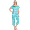 Collections Etc V-Neck Lace Trim Floral Pattern 2-Piece Capri Pajama Set - 4 of 4