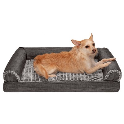 FurHaven Luxe Fur & Performance Linen Orthopedic Sofa Dog Bed