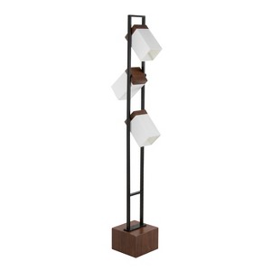 Bento 67.5" Contemporary Metal Floor Lamp in Black Metal and Walnut Wood with White Shade by LumiSource - 1 of 1