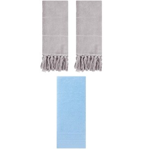 REGALWOVEN 3 Packs Striped and Tassels Hand Towels for Bathroom 14" x 30" - 1 of 4