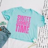 Simply Sage Market Sweet Summer Time Block Distressed Boxy Crop Top - 2 of 4