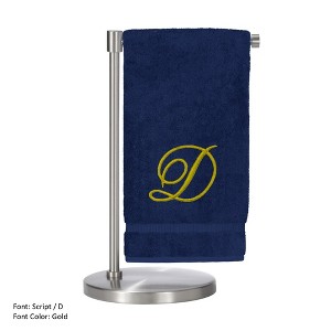 BC BARE COTTON Monogrammed Bath Towel, Personalized Gift, 27 x 54 inches - Set of 2 - Navy - Gold Script - 1 of 1