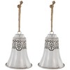 Northlight Embossed Bells Christmas Ornaments - 6" - Gray and White - Set of 2 - 3 of 4