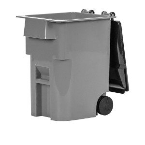 Mini Gray Trash Can With Lid & Wheels for WWE & AEW Wrestling Figures - 1 of 4