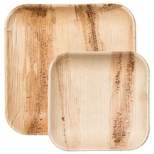 Smarty Had A Party Square Palm Leaf Eco Friendly Disposable Dinnerware Value Set (100 Buffet Plates + 100 Cake Plates)