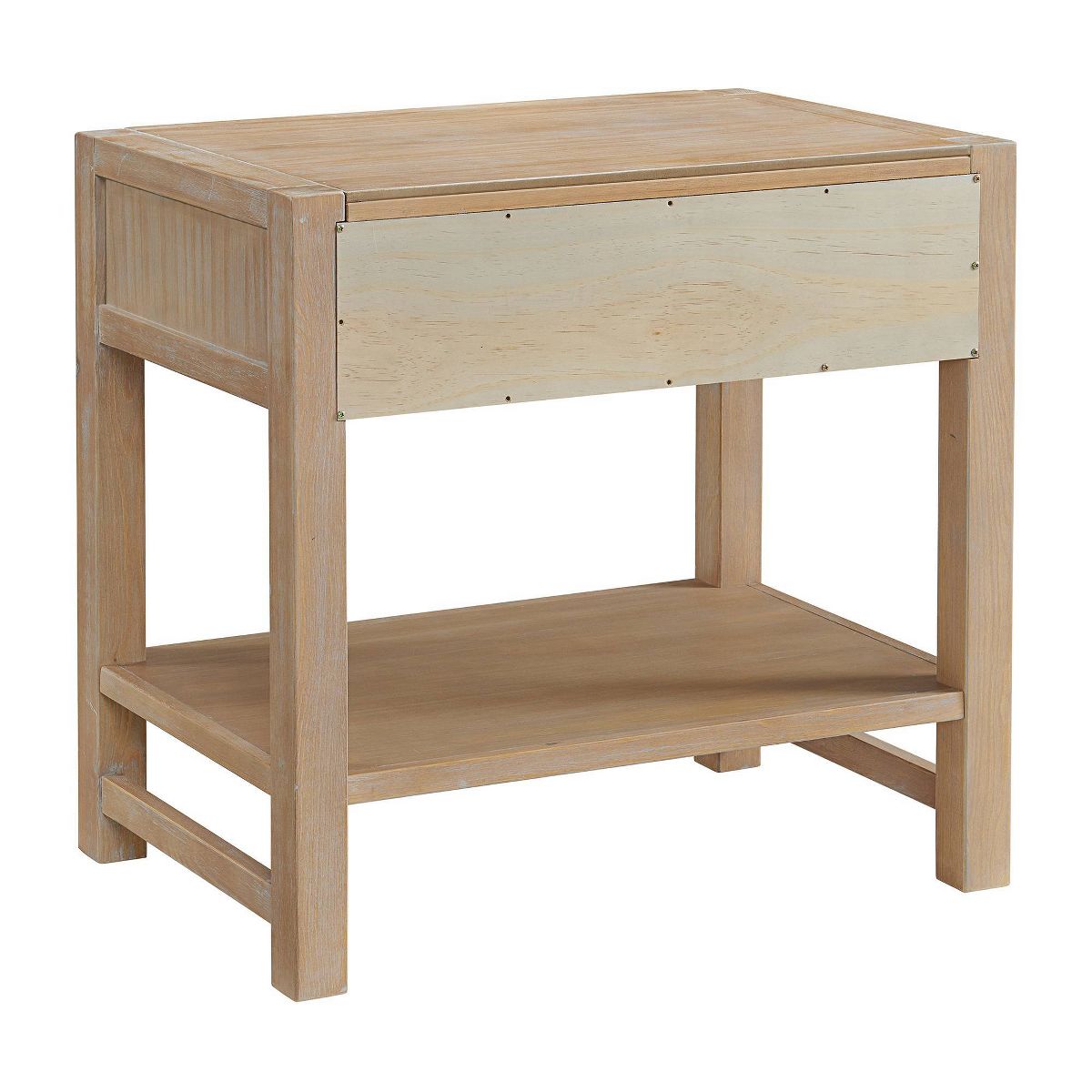 Arden 2 Drawer Wood Nightstand with Open Shelf Light Driftwood - Alaterre Furniture: Solid Pine Bedside Storage - thumbnail 9