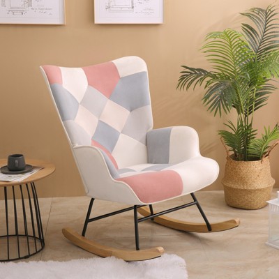 Bella Depot Gwendolyn‌ Morden Fabric Rocking Chair-Pink Gray