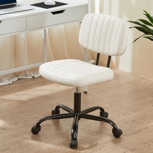 RISOKEYS Small Office Desk Chair with Wheels,360° Rolling Swivel Task Chair with Lumbar Support,Adjustable Height Without Arm for Small Space - 1 of 4