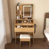 Okak Modern Vanity Table with Mirror & Adjustable LED Lights,Storage Dressing Desk with Power Outlet & Stool,Makeup Table for Small Bedrooms - 2 of 4