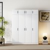 TIRAMISUBEST 4-Door Wardrobe with 1 Storage Drawer and Top Cabinet, Bedroom Closet Armoire with Storage Shelves - 3 of 4