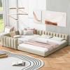 MAYEERTY Queen & Twin XL Size Upholstered Platform Bed, Mother & Child Bed PU Leather, Bedroom, Gray - 2 of 4
