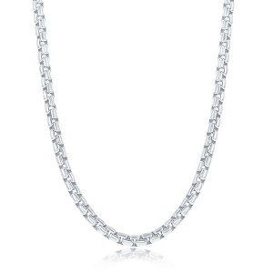 Links of Italy Sterling Silver 3.5mm Round Box Chain - Rhodium Plated - Available Sizes: 18  , 22  , 24  Inches - 1 of 3
