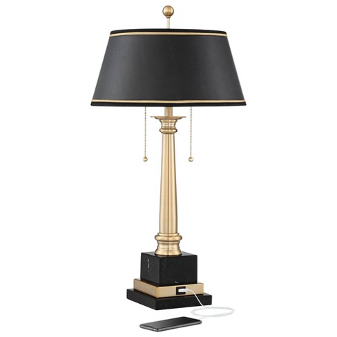 Barnes And Ivy Georgetown Traditional Desk Lamp 28 1/2 Tall Warm Brass  With Usb Charging Port Black Shade For Bedroom Living Room Bedside Office  Kids : Target