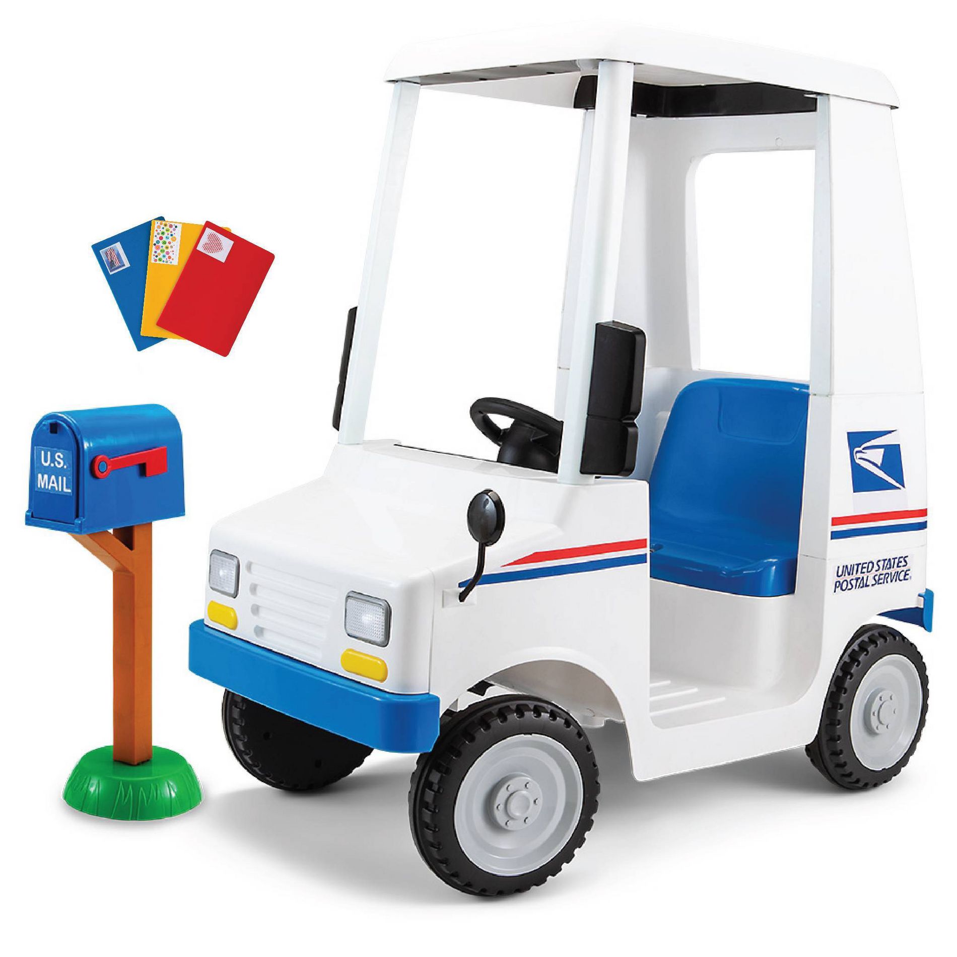 Flybar USPS Electric Ride-On Truck: Powered Toy for Ages 3-5, 60lb Capacity