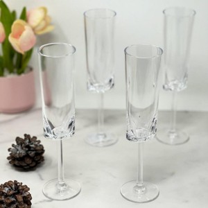 ChicFurnit Drinkware Oval Halo Plastic Champagne Flutes Unbreakable Tritan Design for Celebrations, Clear, 1.96"*1.96"*8.46" - 1 of 4