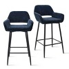 William 24" Counter Height Bar Stools Set of 2 with Back, Velvet Upholstered Bar Stools For Kitchen Island-Maison Boucle - 2 of 4
