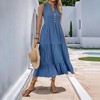 Coolmee Womens Summer Sleeveless Button V Neck Maxi Dress Casual A-Line Flowy Tiered Boho Long Beach Dresses - 4 of 4
