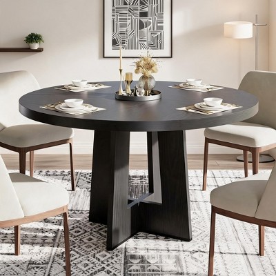 47 in Round Dining Table, Circle Kitchen Table, 7-Shaped Pedestal Base ...