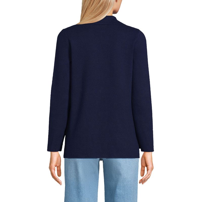 Lands' End Women's Fine Gauge Cotton Button Front Blazer Sweater, 2 of 6