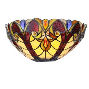 Chloe Lighting Adia Victorian Tiffany-Syle Dark Bronze 1 Light Wall Sconce 12" Wide - 1 of 3