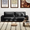 Elegant Faux Leather Sofa with Side Pockets and Comfortable Cushions - 2 of 4