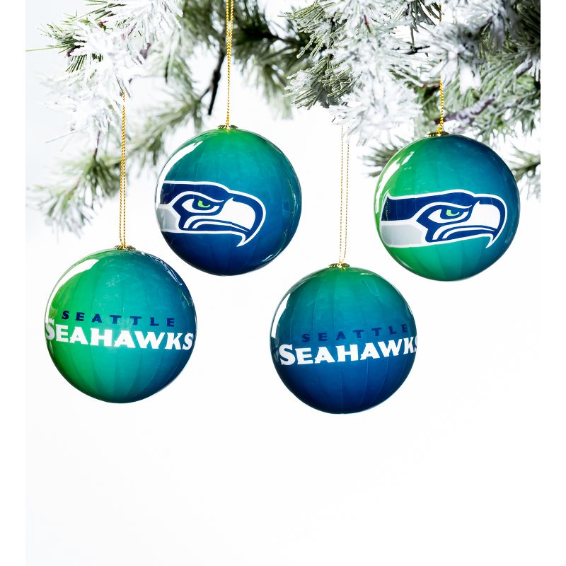 Evergreen Holiday Ball Ornaments, Set of 12, Seattle Seahawks, 4 of 5