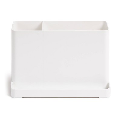 U Brands Modern Plastic Split Cup Desk Organizer - White
