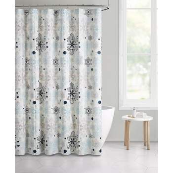 Kate Aurora Holiday Living Christmas Blue Winter Snowflakes Fabric Shower Curtain
