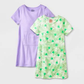 Girls' 2pk Adaptive Short Sleeve Dress - Cat & Jack™ Green