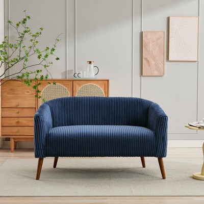 UPHA 50 in.-L Modern Loveseat Couch Sofa with Corduroy Fabric Upholstered and Wooden Nature Legs