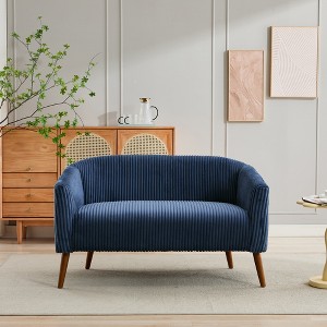 51"W Loveseat Couch Sofa with Curved Armrests and Corduroy Upholstery, Ivory/Orange/Green/Gray/Navy--ModernLuxe - 1 of 4