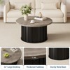 31.9" Round Coffee Table, Mid Century Modern Coffee Table with Metal Base, Fluted Center Table - 3 of 4