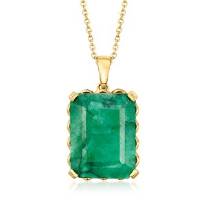 Ross-Simons 11.00 Carat Emerald Pendant Necklace in 18kt Gold Over Sterling Size 18 - 1 of 4