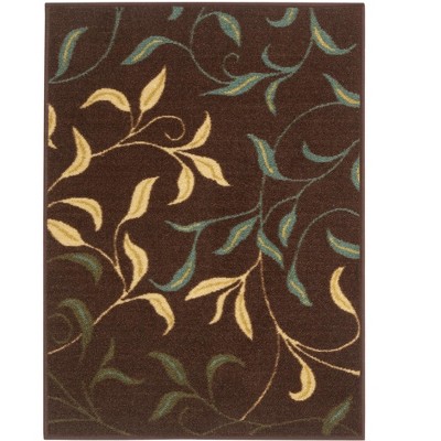 Ottomanson Home Collection Machine Made Contemporary Leaves Design Rubber Back Rugs
