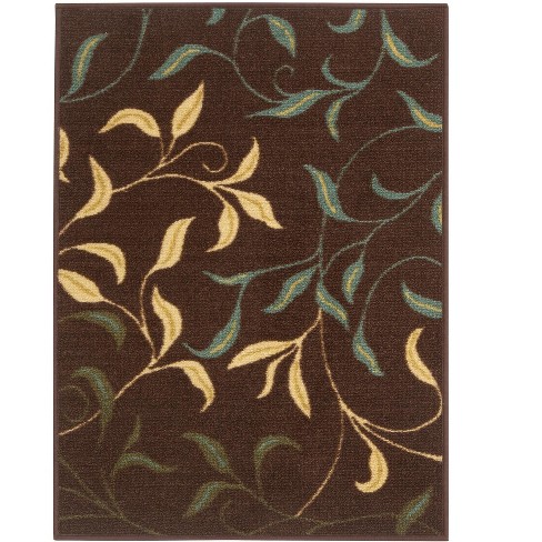 Ottomanson Home Collection Rectangle Contemporary Leaves Design