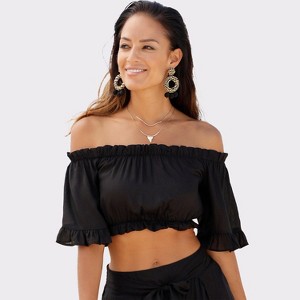 Women's Off The Shoulder Crop Top - LASCANA - 1 of 4