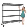 Heavy Duty 4/5-Tier Storage Shelves with Wheels & Feet,Metal Garage Shelving with Adjustable Shelf Shelving for Pantry Kitchen Home Commercial Use - 2 of 4