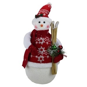 Northlight Frosted Snowman Christmas Figurine - 20" - Red and White - 1 of 3