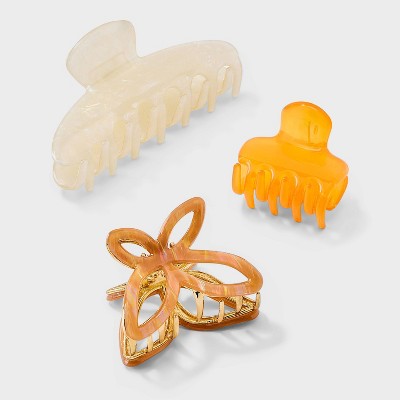 Flower Solid Claw Hair Clip Set 3pc - A New Day™