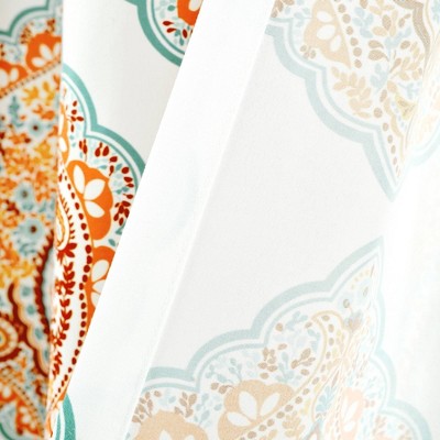 Harley Tangerine and Blue Polyester Light Filtering Curtain Panels