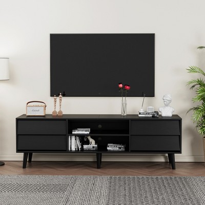 63 Inch Mid Century Modern TV Stand with Drawers and Shelves, Entertainment Center for 60 Inch TVs, Storage Cabinet for Living Room