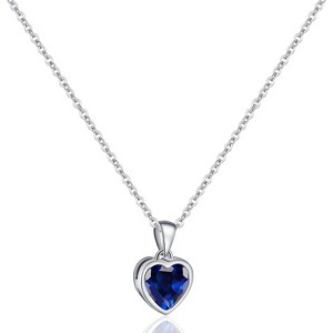 Aquamarine Heart Pendant Necklace Sterling Silver Birthstone Jewelry - 1 of 4