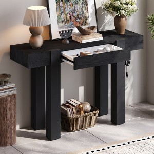 Whisen Minimalist Wood Console Table & Rustic Entryway Table with Hidden Drawer - 1 of 4