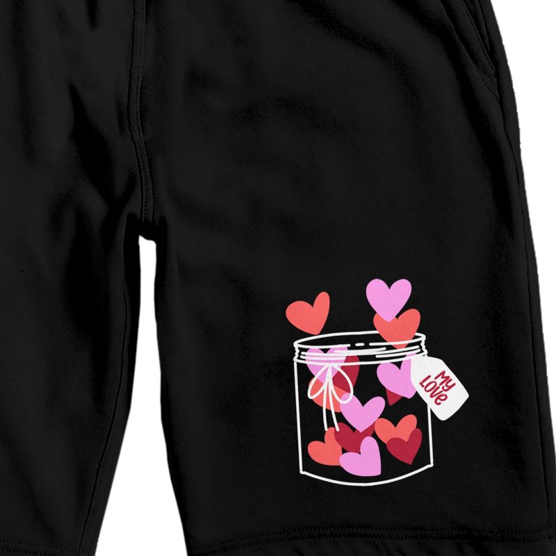 Valentine's Day Jar of Hearts Men's Black Lounge Shorts, 2 of 4
