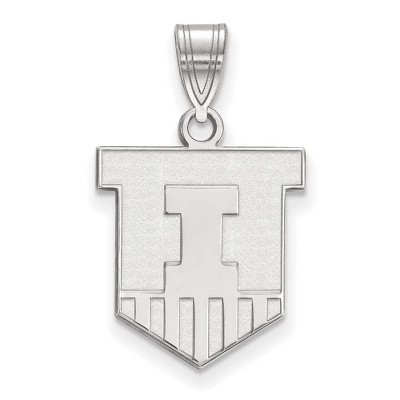 Black Bow Jewelry 14k White Gold Illinois Fighting Illini NCAA Medium Pendant